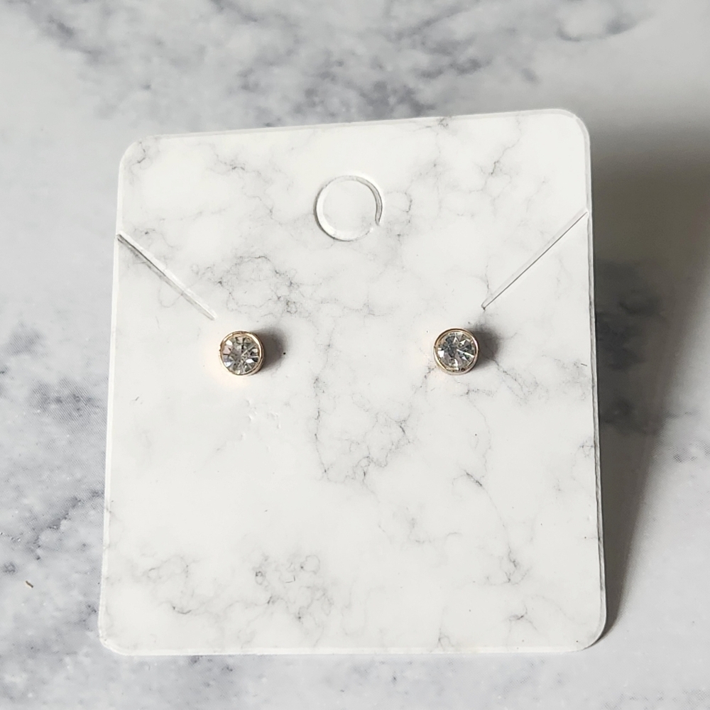 Faux Diamond Earring Silver Plated Crystal Studs